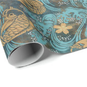 コイ日本のコープティール（緑がかった色）  ラッピングペーパー (ロールコーナー)