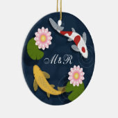 コイ日本のフィッシュモノグラムイニシャル セラミックオーナメント (右)