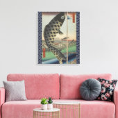 コイ日本の広重魚フェスティバル国旗 キャンバスプリント (インサイチュ (リビング))