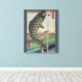 コイ日本の広重魚フェスティバル国旗 キャンバスプリント (インサイチュ (ウッドフロア))