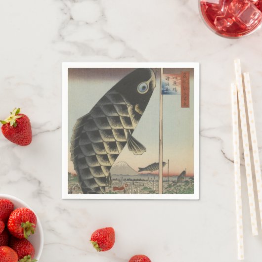 コイ日本の広重魚フェスティバル国旗 スタンダードカクテルナプキン (インサイチュ)