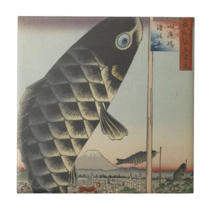 コイ日本の広重魚フェスティバル国旗 タイル