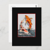 コイ日本の波水鯉魚 ポストカード (正面/裏面)