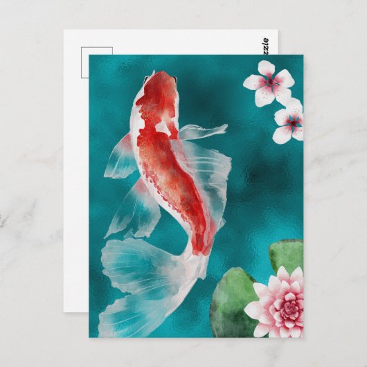 コイ日本の魚さくらんぼ日本 ポストカード (正面/裏面)