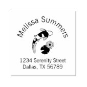 コイ日本の魚と水ゆりアーチアドレス セルフインキングスタンプ (デザイン)