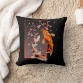 コイ日本の魚と花 クッション (ブランケット)