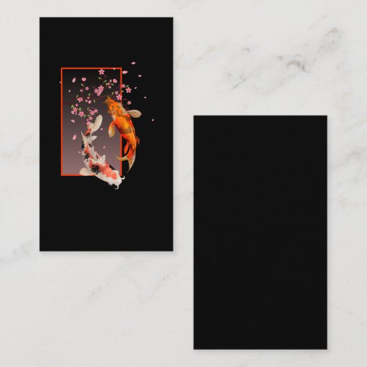 コイ日本の魚と花 名刺 (正面/裏面)