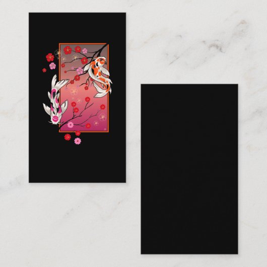 コイ日本の魚の花飾り 名刺 (正面/裏面)