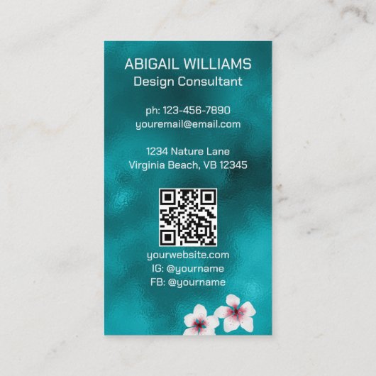 コイ日本の魚池、さくらんぼ花自然 名刺 (裏面)