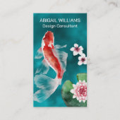 コイ日本の魚池、さくらんぼ花自然 名刺 (正面)