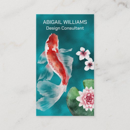 コイ日本の魚池、さくらんぼ花自然 名刺 (正面)