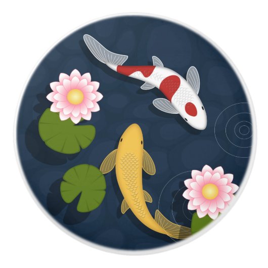 コイ日本の魚池 セラミックノブ (正面)