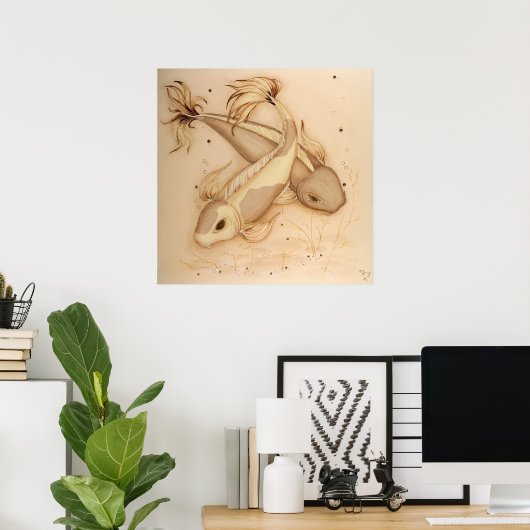 コイ日本の鯉魚絵画の芸術プリント ポスター (ホームオフィス)