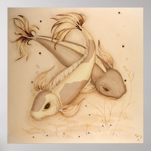 コイ日本の鯉魚絵画の芸術プリント ポスター (正面)