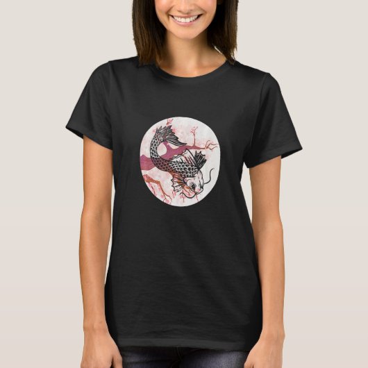 コイ桜ツリー繁栄さくらんぼブロッサム日本の Tシャツ (正面)