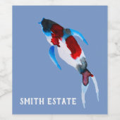 コイ水彩の魚の芸術 ワインラベル (シングルラベル)