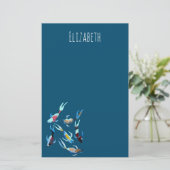 コイ水彩の魚の芸術 便箋 (スタンド正面)