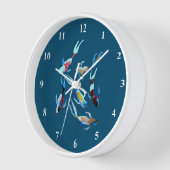 コイ水彩の魚の芸術 壁時計 (傾斜)