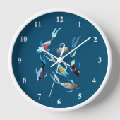 コイ水彩の魚の芸術 壁時計 (正面)