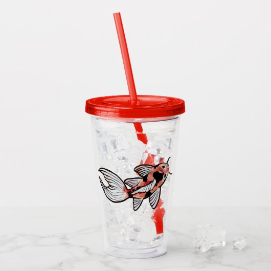 コイ池の魚のアートワーク アクリルタンブラー (アイス正面)