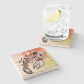 コイ池の魚のアートワーク ストーンコースター (横)