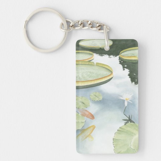 コイ池 – 魚とユリの反射 キーホルダー (正面)
