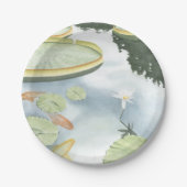 コイ池 – 魚とユリの反射 ペーパープレート (正面)