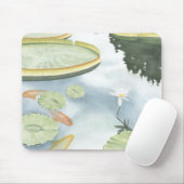 コイ池 – 魚とユリの反射 マウスパッド (マウス)