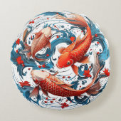 コイ芸術的魚 ラウンドクッション (正面)