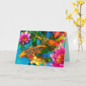 コイ遊、コイグリーティングカード カード (黄色い花)