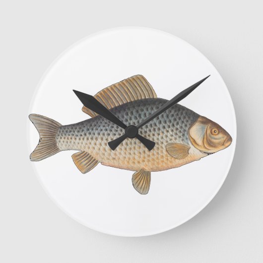 コイ釣り絵画淡水描画 ラウンド壁時計 (正面)