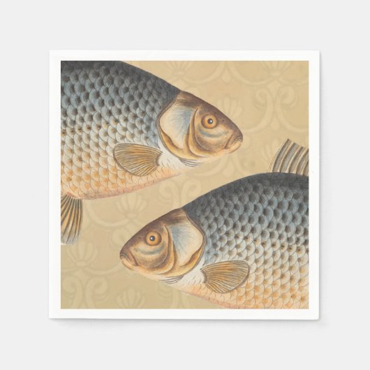 コイ釣り絵画淡水魚の描画 スタンダードカクテルナプキン (正面)