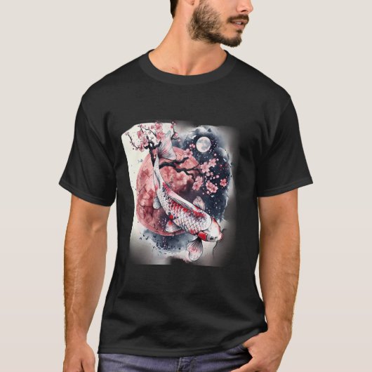 コイ錦鯉アジアンカープ桜さくらんぼブロス Tシャツ (正面)