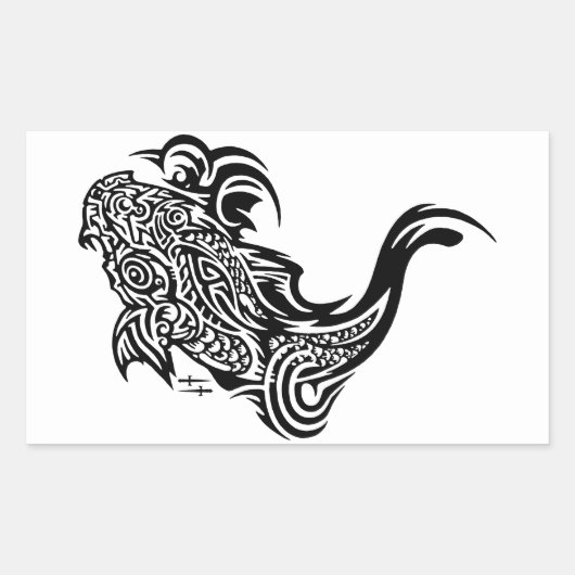 コイ長方形ステッカー 長方形シール (正面)