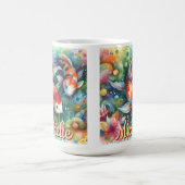 コイ魚お洒落水彩オレンジパーソナライズされた色 コーヒーマグカップ (中央)