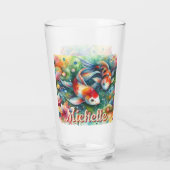 コイ魚お洒落水色パーソナライズされた タンブラーグラス (裏面)