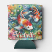 コイ魚お洒落水色パーソナライズされた 缶クーラー (裏面)