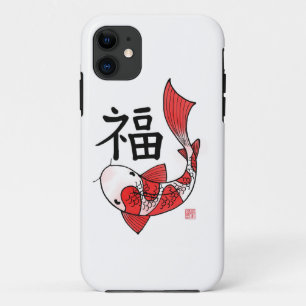 コイ魚とフォーチュンキャラクターIphone 5/5sケース iPhone 11 ケース