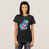 コイ魚と花日本の鯉 Tシャツ (正面フル)