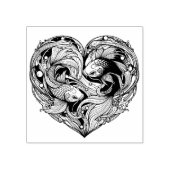 コイ魚のハートの形の愛、バランス&調和 ラバースタンプ (インプリント)