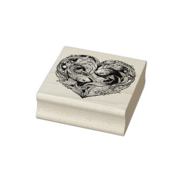 コイ魚のハートの形の愛、バランス&調和 ラバースタンプ