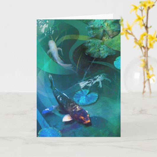 コイ魚の喜びコイ カード (黄色い花)