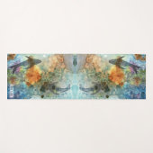 コイ魚の池の水色と名前の両面 ヨガマット (正面(横))