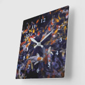 コイ魚の流れ スクエア壁時計 (傾斜)