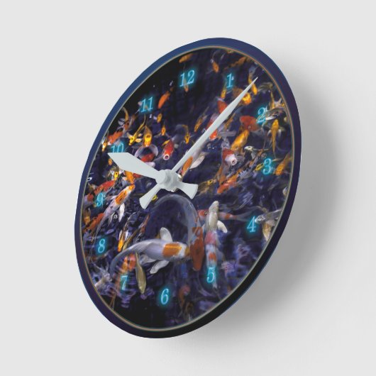 コイ魚の流れ ラウンド壁時計 (傾斜)