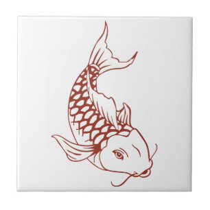 コイ魚の輪郭 タイル