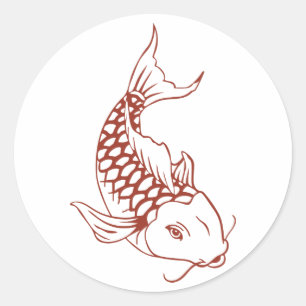 コイ魚の輪郭 ラウンドシール