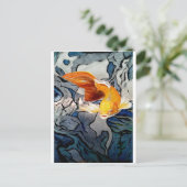 コイ魚の金属'泳ぐ色' ポストカード (スタンド正面)