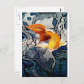 コイ魚の金属'泳ぐ色' ポストカード (正面/裏面)