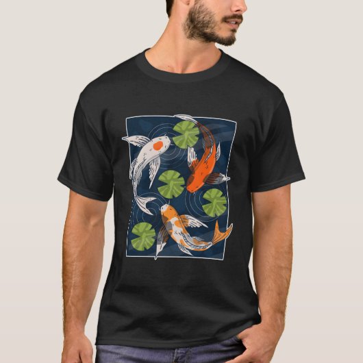 コイ魚アジア日本の鯉水池動物ペット Tシャツ (正面)